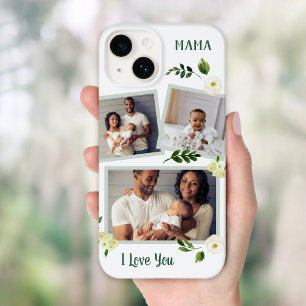 Coque Pour iPhone 14 Sweet Greenery Mama cadeau photo personnalisé