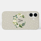Coques Case-Mate iPhone Sweet Greenery Wreath and Greige Dots Monogramme (Verso (horizontal))