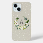 Coques Case-Mate iPhone Sweet Greenery Wreath and Greige Dots Monogramme (Verso)