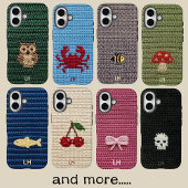Coques Case-Mate iPhone Sweet Pink Heart Crochet Yarn Custom Initials