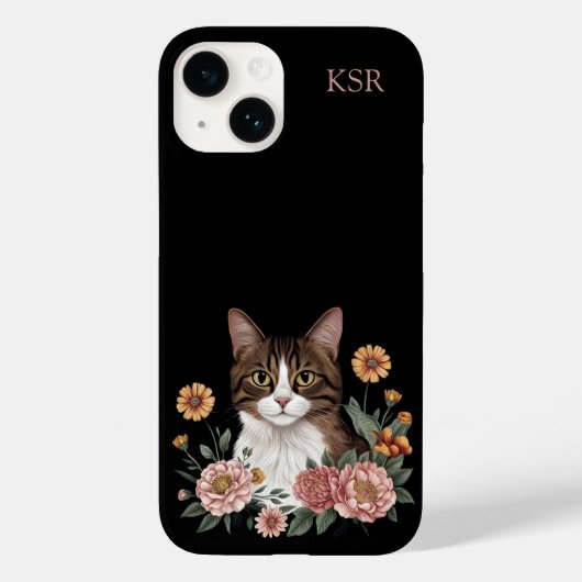 Coques Case-Mate iPhone Sweet Tabby Cat with Flowers (Verso)
