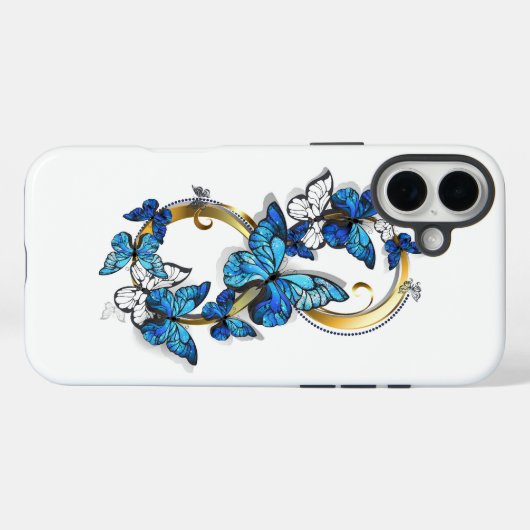 Coques Case-Mate iPhone Symbol Infinity of Blue Morpho Butterflies (Verso (horizontal))