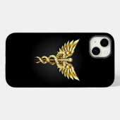 Coques Case-Mate iPhone Symbole caducee polygonal or (Verso (horizontal))