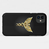 Coques Case-Mate iPhone Symbole caducée polygonal or (Dos (Horizontal))