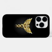 Coques Case-Mate iPhone Symbole caducee polygonale en or (Verso (horizontal))