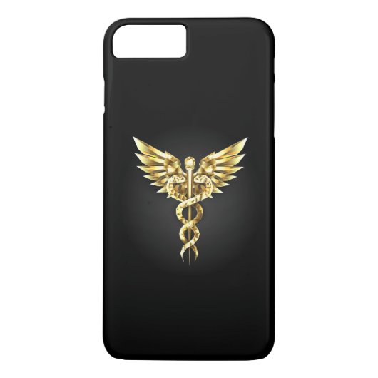 Coques Case-Mate iPhone Symbole caducee polygonale en or (Dos)