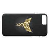 Coques Case-Mate iPhone Symbole caducee polygonale en or (Dos (Horizontal))