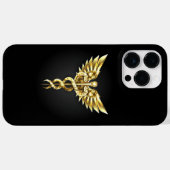 Coques Case-Mate iPhone Symbole caducee polygonale en or (Verso (horizontal))