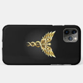 Coques Case-Mate iPhone Symbole caducee polygonale en or (Dos (Horizontal))