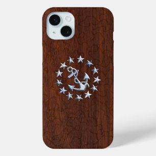 Coque iPhone 15 Mini Symbole d'Ancre des étoiles du pavillon nautique