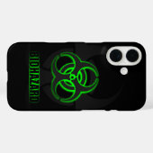 Coques Case-Mate iPhone Symbole de biodanger vert brillant (Verso (horizontal))