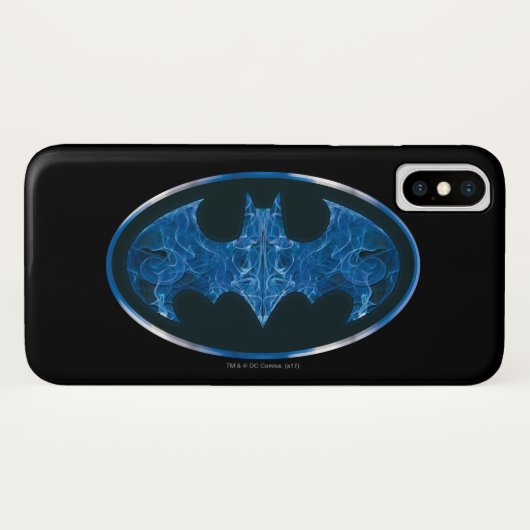Coques Case-Mate iPhone Symbole de chauve-souris à fumée bleue (Dos (Horizontal))
