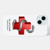 Coques Case-Mate iPhone Symbole de croix Médicale rouge serpent d'argent (Verso (horizontal))