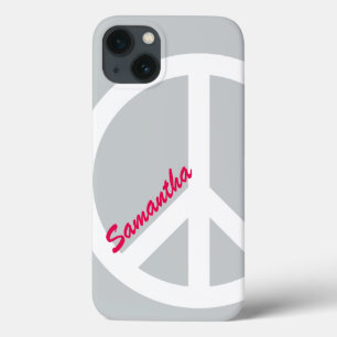 iPhone 13 CASE SYMBOLE DE LA PAIX ARGENT ET ROSE