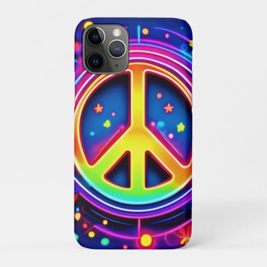 Coques Case-Mate iPhone Symbole de la paix de Neon (Dos)