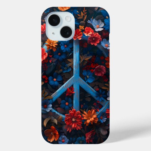 Coques Case-Mate iPhone Symbole de la paix florale de minuit (Verso)