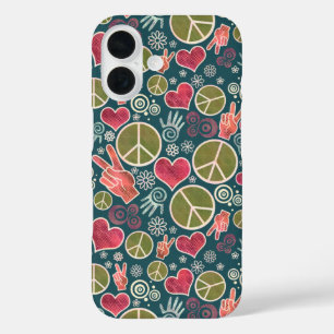 Coques iPhone 16 Symbole de la paix Hipster Pacifisme Conception de