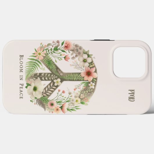 Coques Case-Mate iPhone Symbole de paix de Pretty Initiales (Verso (horizontal))