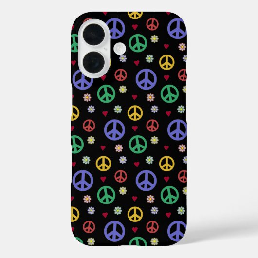 Coques Case-Mate iPhone Symbole de paix, Fleurs & Coeurs (Verso)