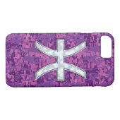 Coques Case-Mate iPhone Symbole de Pisces Zodiac sur Fuchsia Digital Camo (Dos (Horizontal))