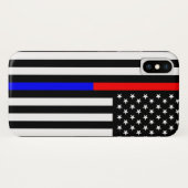 Coques Case-Mate iPhone symbole des pompiers de la police de la ligne roug (Dos (Horizontal))