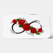 Coques Case-Mate iPhone Symbole d'infini avec les roses rouges (Verso (horizontal))