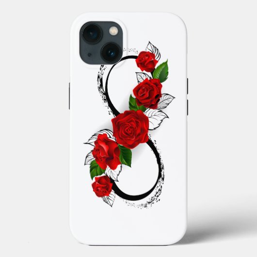 Coques Case-Mate iPhone Symbole d'infini avec les roses rouges (Verso)