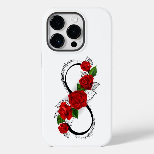 Coques Case-Mate iPhone Symbole d'infini avec les roses rouges (Verso)