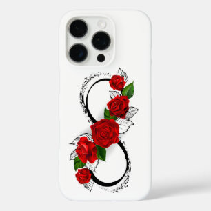 Coques iPhone 16 Pro Symbole d'infini avec les roses rouges
