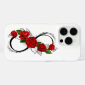 Coques Case-Mate iPhone Symbole d'infini avec les roses rouges (Verso (horizontal))
