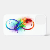 Coques Case-Mate iPhone Symbole d'infini avec plume arc-en-ciel (Verso (horizontal))