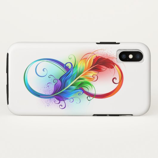 Coques Case-Mate iPhone Symbole d'infini avec plume arc-en-ciel (Dos (Horizontal))