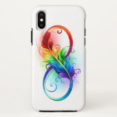 Coques Case-Mate iPhone Symbole d'infini avec plume arc-en-ciel (Dos)