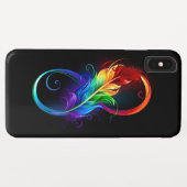 Coques Case-Mate iPhone Symbole d'infini avec plume arc-en-ciel (Dos (Horizontal))