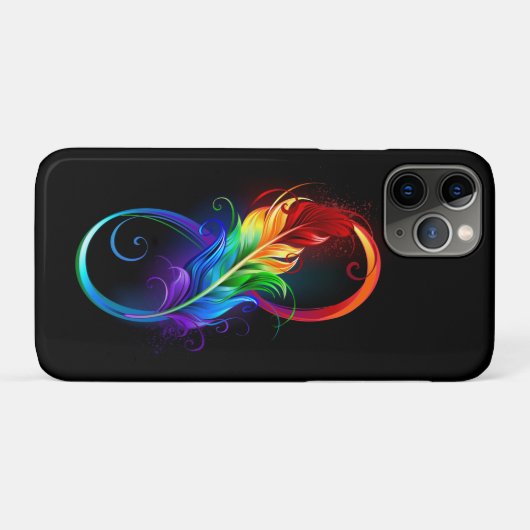 Coques Case-Mate iPhone Symbole d'infini avec plume arc-en-ciel (Dos (Horizontal))