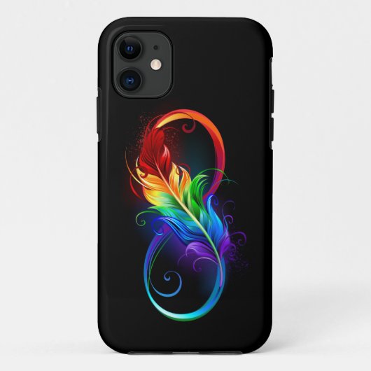 Coques Case-Mate iPhone Symbole d'infini avec plume arc-en-ciel (Dos)