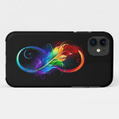 Coques Case-Mate iPhone Symbole d'infini avec plume arc-en-ciel (Dos (Horizontal))