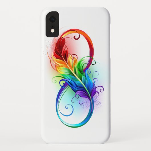 Coques Case-Mate iPhone Symbole d'infini avec plume arc-en-ciel (Dos)