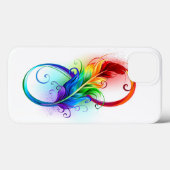 Coques Case-Mate iPhone Symbole d'infini avec plume arc-en-ciel (Verso (horizontal))