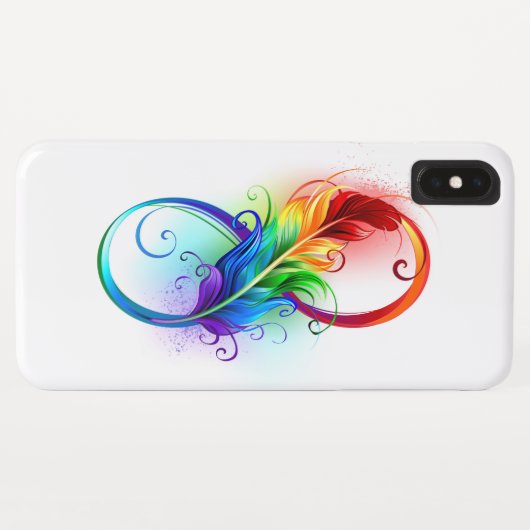 Coques Case-Mate iPhone Symbole d'infini avec plume arc-en-ciel (Dos (Horizontal))
