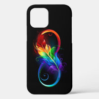 Symbole d'infini avec plume arc-en-ciel