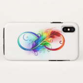 Coques Case-Mate iPhone Symbole d'infini avec plume arc-en-ciel (Dos (Horizontal))