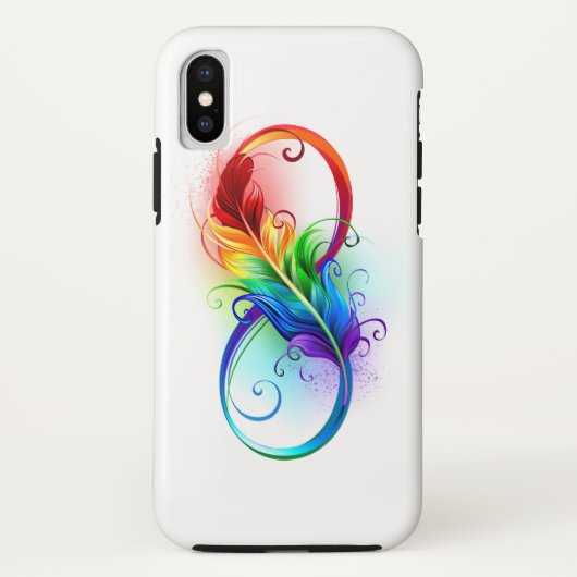 Coques Case-Mate iPhone Symbole d'infini avec plume arc-en-ciel (Dos)