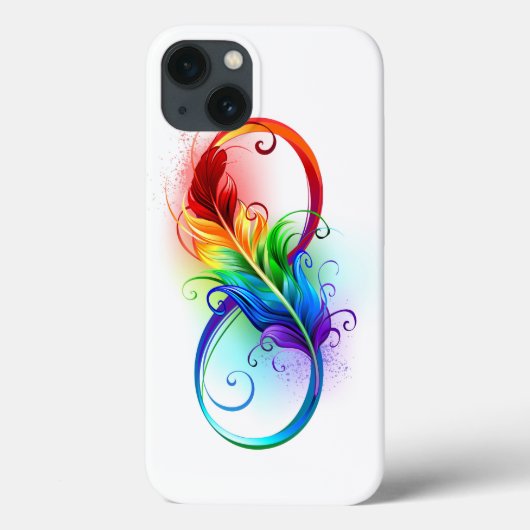 Coques Case-Mate iPhone Symbole d'infini avec plume arc-en-ciel (Verso)