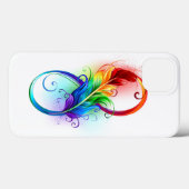 Coques Case-Mate iPhone Symbole d'infini avec plume arc-en-ciel (Verso (horizontal))