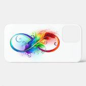 Coques Case-Mate iPhone Symbole d'infini avec plume arc-en-ciel (Verso (horizontal))
