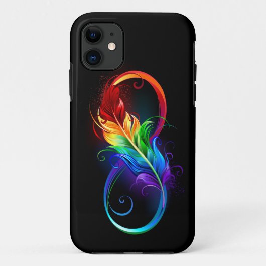Coques Case-Mate iPhone Symbole d'infini avec plume arc-en-ciel (Dos)