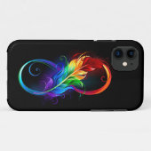 Coques Case-Mate iPhone Symbole d'infini avec plume arc-en-ciel (Dos (Horizontal))