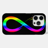 Coques Case-Mate iPhone Symbole d'infini Lgbt Gay pride arc-en-ciel noir (Verso (horizontal))