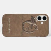 Coques Case-Mate iPhone Symbole dragon Faux-Leather avec nom (Verso (horizontal))